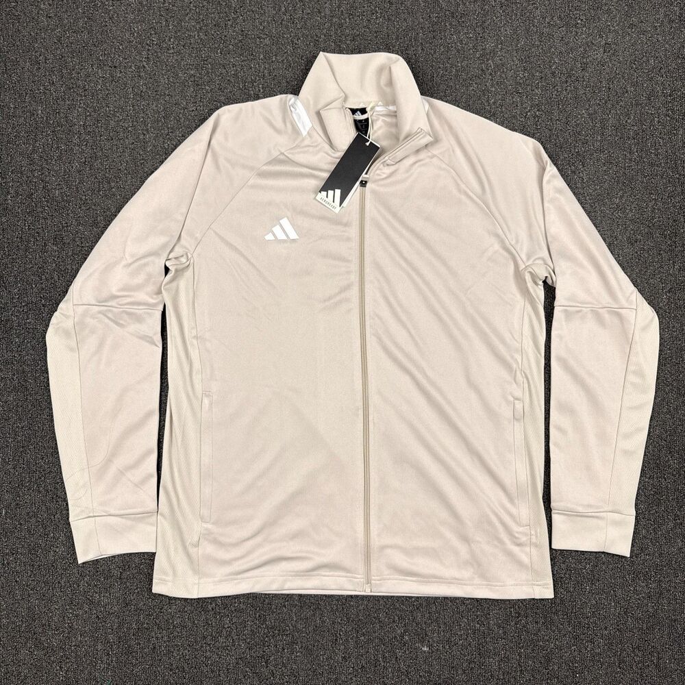 NEW Adidas Sereno Track Jacket Mens Wonder Alumina Beige Full Zip JW0209 Size XL